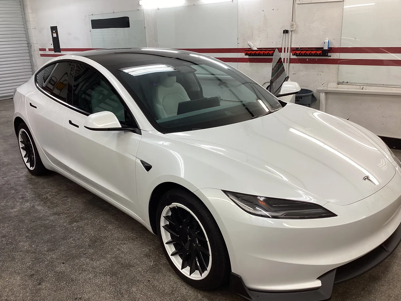 White Tesla Model 3 from Superior’s window tint photo collection in Ontario